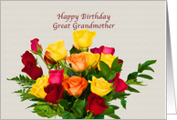 Birthday, Great Grandmother, Bouquet of Roses card