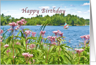 Birthday, Lake, Sailboat, and Flowers card