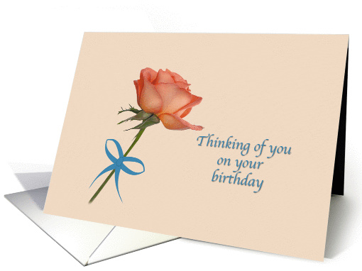 Birthday, Salmon Rose, Blue Ribbon card (928737)