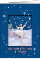 Christmas, Birthday, Snow Queen Ballerina, Star, Snowflakes card