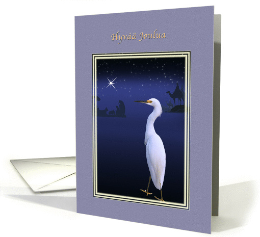 Christmas, Hyv Joulua, Finnish, Snowy Egret, Nativity card (948125)