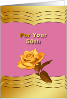 Birthday, 50th, Golden Rose card
