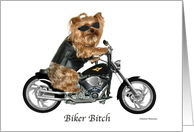 Yorkie Biker on custom motorcycle card