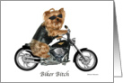 Yorkie Biker on custom motorcycle card