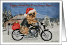 Happy Holidays Biker Yorkie card