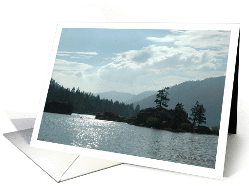 Big Bear Mountain Lake Evening Sky card (865401)