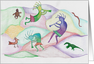 Kokopeli with cave drawings card