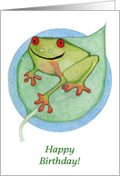 Happy Birthday Frog on a Lily Pad card