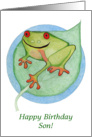 Happy Birthday Son Frog on a Lily Pad card
