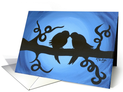 Kissy, Kissy! Black Birds on Bare Twisted Limb card (867947)