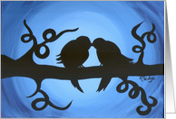 Kissy, Kissy! Black Birds on Bare Twisted Limb card