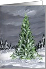 Winter Wonderland, Snow Covered Tree, Dark Sky Christmas by Ellie card