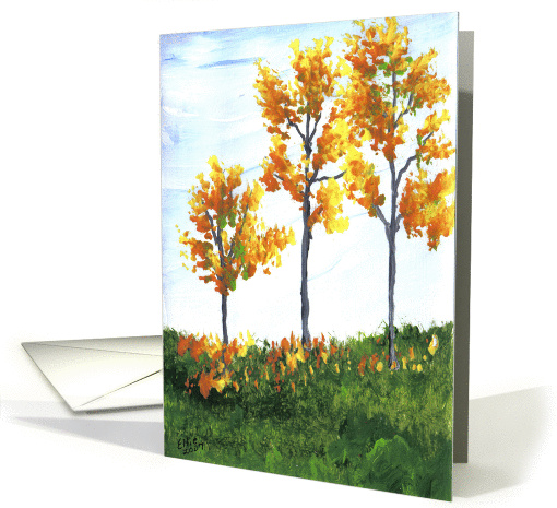 Falling Leaves, Autumn Trees, Thanksgiving, Fall, by Ellie card