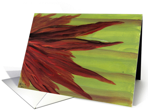 Red Poinsettia, Christmas Flower, Green Background  by Ellie card