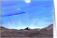 Nativity Scene showing the Christmas Star Shining on the Manger! Birth of Jesus Christ Glorious Star Shining by Ellie card
