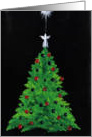 Decorated Christmas Tree, with Shining Christmas Ornaments,an Angel on Top, and a Christmas Star, by Ellie card