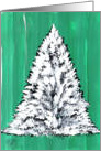 White Christmas, Tree Covered in Snow, Green Background, by Ellie card