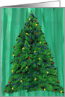 Beads and Ornaments cover this Beautiful Evergreen Christmas tree, by Ellie card