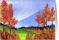 Autumn in the Foothills! Reds, Oranges, Yellow, and Greens against the backdrop of the Mountains! by Ellie card