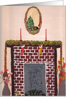 Santa has been here! Look in the Mirror! Stock are Hung. Mantle Fireplace by Ellie card