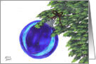 A Beautiful Blue Christmas Ornament, Hanging from a Tree Branch! by Ellie card