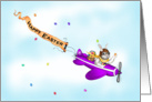 Easter Bunny Flying Plane - Easter Express Greeting card