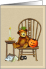 Teddy Bear and Pumpkin Halloween Greeting card