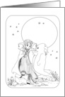 Halloween Witch and Ghost Coloring Book Greeting card