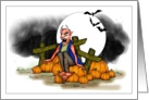 Halloween Goblin and pumpkins Greeting card