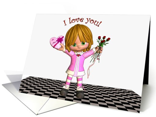 I Love You - Girl - Valentine card (130871)