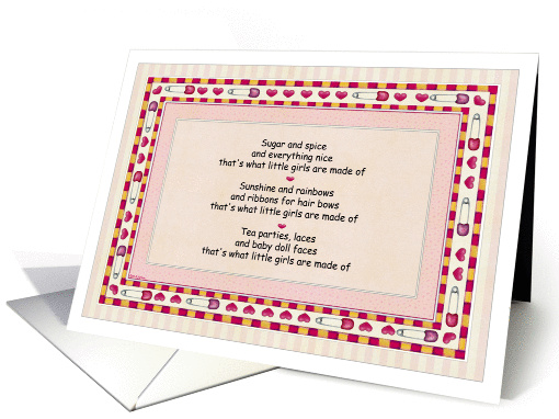 The Joy of Triplets - New Baby Girl Annoucement card (225547)