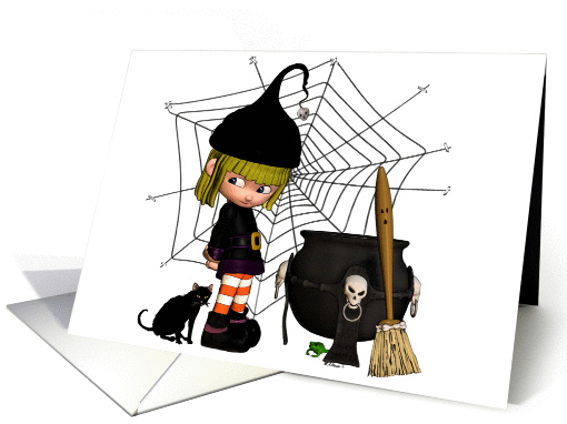 Lil Witch Bashful Brew Halloween card (258273)