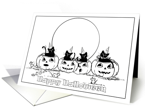 Pumpkin Parade - Coloring Book Halloween Greeting card (265373)