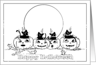 Pumpkin Parade - Coloring Book Halloween Greeting card