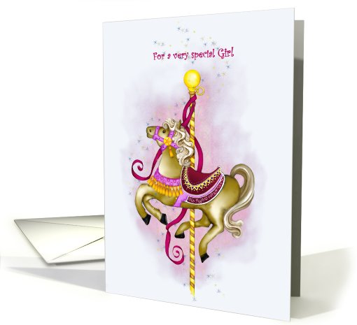 Happy Birthday Carousel - Girl card (714955)
