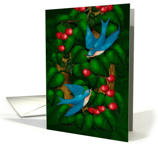 Love Birds - Hearts - Cherries Note card (714987)