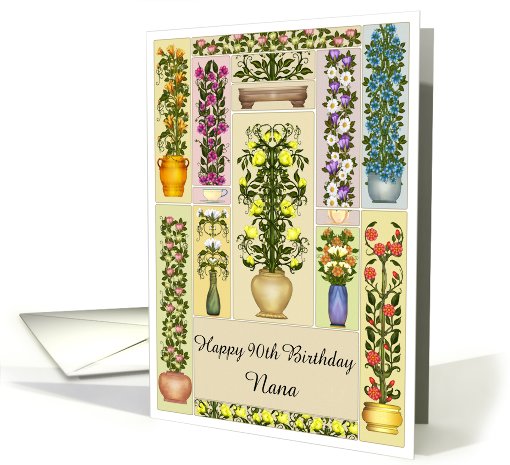 Blooming Flowers - 90th Birthday Nana card (715946)