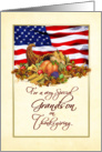 Thanksgiving - Military Grandson Cornucopia US Flag card