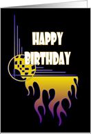 Happy Birthday Retro Flames card