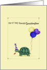 Granddaughter Birthday, Cute Turtle with Balloons & Party Hat card