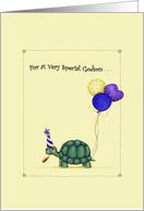 Godson Birthday, Cute Turtle with Balloons & Party Hat card