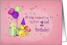 2nd Birthday, Duck with Party Hat, Gifts, Confetti and Balloons card