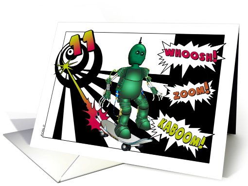 11th Birthday, Skateboarding Robot card (755295)