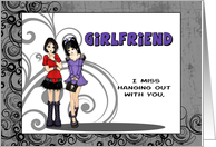 Goth Girlfriends Miss You Greeting card