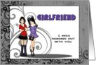 Goth Girlfriends Miss You Greeting card