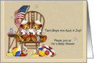 Twin Boys Baby Shower Invitation card