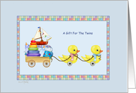 Baby Ducks -Twins Boy-Girl Baby Shower Gift card