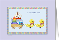 Baby Ducks -Twins Girls Baby Shower Gift card