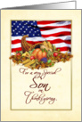 Thanksgiving - Military Son - Cornucopia US Flag card