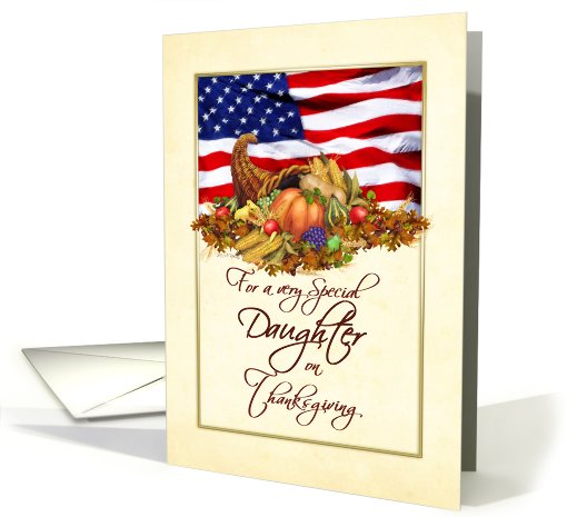 Thanksgiving - Military Daughter - Cornucopia US Flag card (816739)